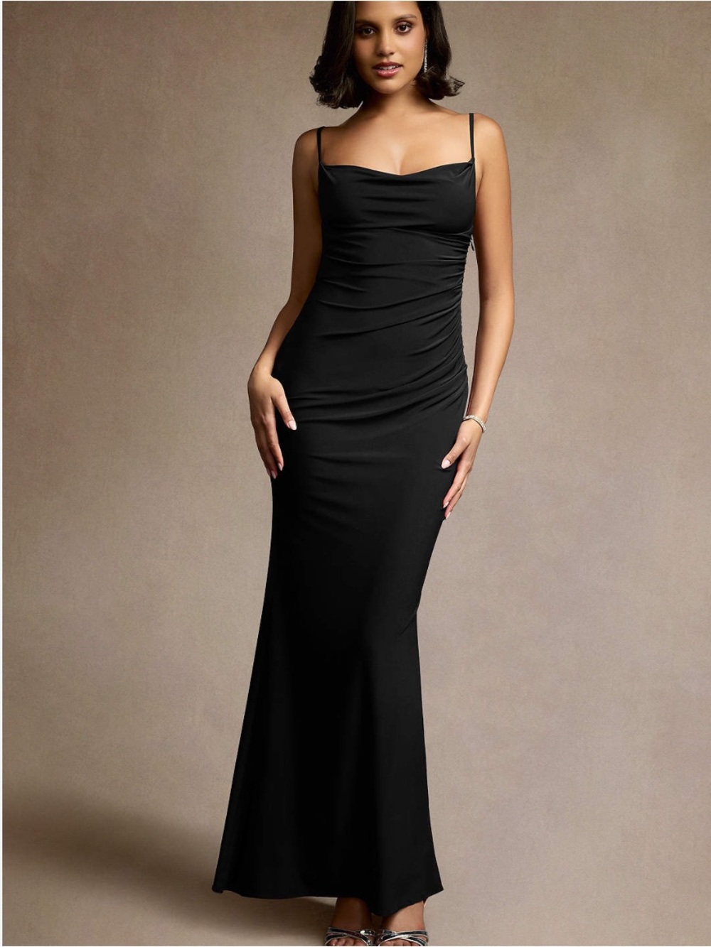 parthea Black full length formal dress maxi length. Spaghetti straps. Size large